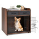 Dog Crate Furniture with 2 Fabric Drawers and Lockable Door