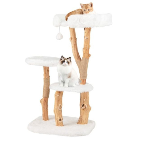 Solid Wood Cat Tree with Perch and Dangling Ball