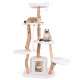 168 cm Tall Solid Wood Cat Tree with Perch Condo and Jute Scratching Posts