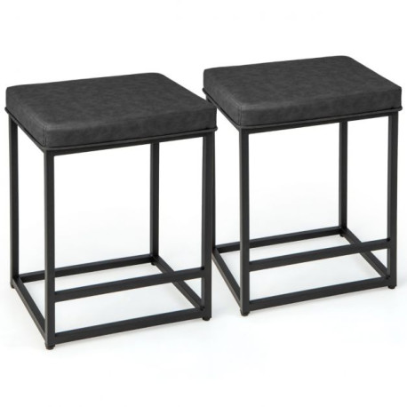 Bar Stools Set of 2 with PVC Leather Cushion