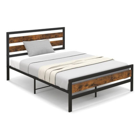 Double/King Size Bed Frame with Rustic Headboard and Footboard