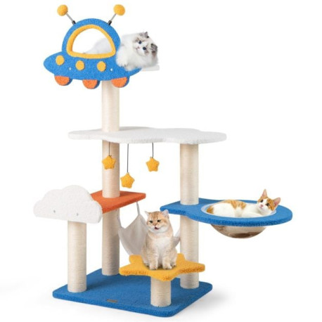 124cm Tall Cat Tree with UFO Top Perch and Space Capsule