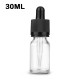 Min order 10pcs - Clear Glass Bottle Pipette Bottles Round Empty Boston Eye Dropper with Cap - 30ml