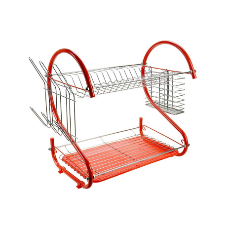 Dish Drainer Dish Drying Rack for Kitchen 55.8 x 24.1 x 39.2 cm - Regular Red