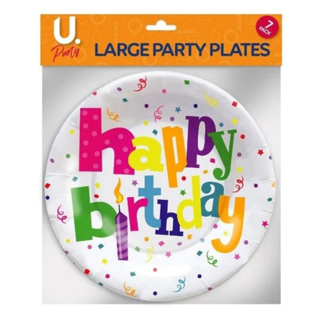 Disposable Paper Plates for Happy Birthday Large Plates 7pcs for Party Supplies Party Tableware