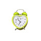 Cute Alarm Clock Mini Heart Shape with Retro Style No Ticking Twin Bell - Green