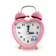 Cute Alarm Clock Mini Heart Shape with Retro Style No Ticking Twin Bell - Pink