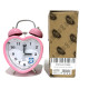 Cute Alarm Clock Mini Heart Shape with Retro Style No Ticking Twin Bell - Pink