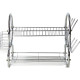 2 Tier Dish Drainer Rack for Kitchen Countertop or Sink Plate Cutlery Holder and Drip Tray, Silver