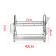 2 Tier Dish Drainer Rack for Kitchen Countertop or Sink Plate Cutlery Holder and Drip Tray, Silver