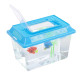 Plastic Starter Aquarium Fish Tank Goldfish Tank with Carry Handle Lid 21 x 12cm - Random Colour