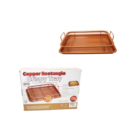 Unique Copper Rectangle Crispy Tray Easy Grip Non Stick Basket Sheet