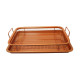 Unique Copper Rectangle Crispy Tray Easy Grip Non Stick Basket Sheet