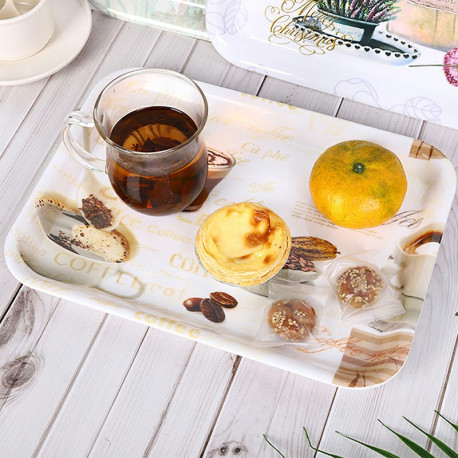 Plastic Tea Coffee Table Tray Assorted Designs - 40-45 x 30 cm Random Sent