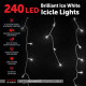 720LED Hanging Icicle Lights Christmas Lights with Memory Functions for Indoor and Outdoor Decor - White Lights