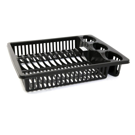 Plastic Dish Drainer Rack Strainer Sink Plate with Cutlery Holder - Random Colour