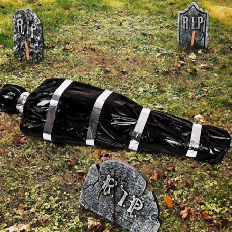 Scary Fake Corpse in Bag Dead Victim Halloween Outdoor Props Haunted House Decor