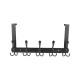 15 Hooks Over The Door Hanger Clothes Coat Jacket Rack Towel Holder - Black