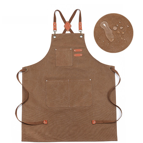 Waxed Canvas Apron for Woodworking Chef Workshop Unisex - Brown