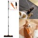 Rubber Broom Carpet Rake Fur Remover Broom with Squeegee for Pet Hair Removal - Black+Orange