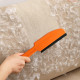 Rubber Broom Carpet Rake Fur Remover Broom with Squeegee for Pet Hair Removal - Black+Orange