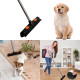 Rubber Broom Carpet Rake Fur Remover Broom with Squeegee for Pet Hair Removal - Black+Orange