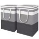 2 Pack Laundry Basket Folding Hamper Bag Storage Bin with Handle - Grey+Black