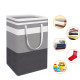 2 Pack Laundry Basket Folding Hamper Bag Storage Bin with Handle - Grey+White