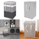 2 Pack Laundry Basket Folding Hamper Bag Storage Bin with Handle - Grey+White