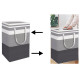 2 Pack Laundry Basket Folding Hamper Bag Storage Bin with Handle - Grey+White