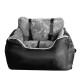 Dog Car Seat Plush Cosy Pet Car Booster Seat for Small Dogs and Cats with Storage Pocket and Safety Leash - Black