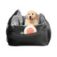 Dog Car Seat Plush Cosy Pet Car Booster Seat for Small Dogs and Cats with Storage Pocket and Safety Leash - Black