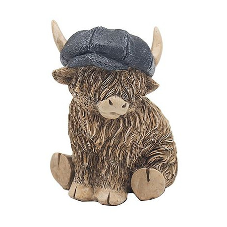 Highland Cow With Flat Cap 10cm