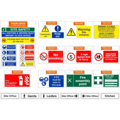 20-Pack Construction Site Safety Signs - Branded