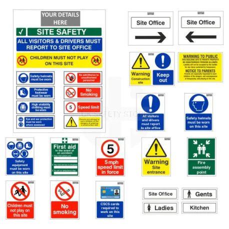 50-Pack Construction Site Safety Signs - Branded