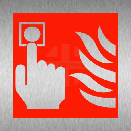 Brushed Aluminium Fire Alarm Symbol Sign - Square