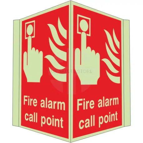 Photoluminescent  Fire Alarm Call Point Projecting Sign