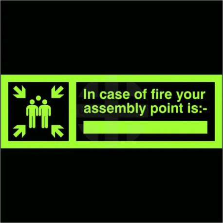 Photoluminescent Assembly Point "In Case of Fire" Sign