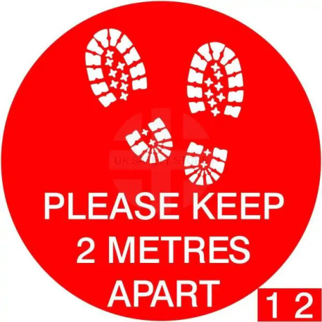 Please Keep 2 Metres Apart  Floor Graphic Sticker - With Spare Numbers