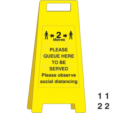 Please Queue Here To Be Served Freestanding Sign - With Spare Numbers