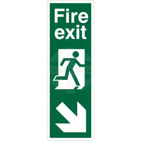 Portrait Fire Exit Arrow Down Right Sign