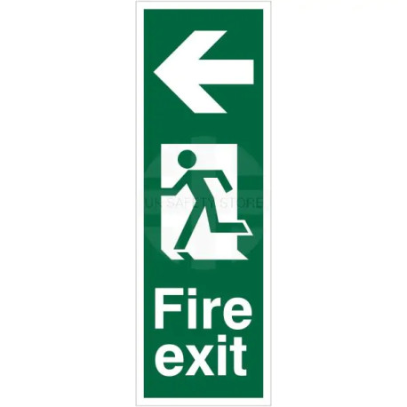 Portrait Fire Exit Arrow Left Sign