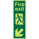 Portrait Glow In Dark Fire Exit Arrow Down Left Sign