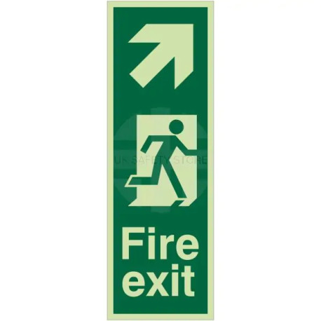 Portrait Glow In Dark Fire Exit Arrow Up Right Sign