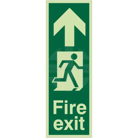 Portrait Glow In Dark Fire Exit Arrow Up Sign