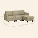 &#039;L&#039; Shape Modular Sofa, with Storage - Light Brown