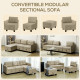 &#039;L&#039; Shape Modular Sofa, with Storage - Light Brown