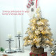 1.5ft Mini Artificial Christmas Trees with Lights Set of 2, Snow Flocked Tabletop Christmas Trees with Base, Battery Operated, D