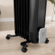 1.5kW Nine Fin Oil-Filled Radiator - Black