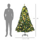 1.8m 6ft Pre-Lit Artificial Christmas Tree 200 LED Xmas Tree Holiday Décor with Decorative Balls Ornament Metal Stand